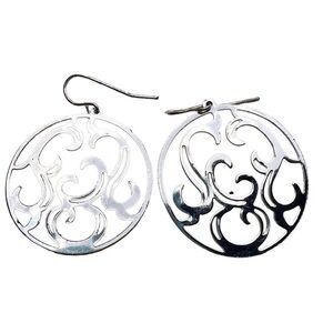 🍭6/$30 Silver tone filigree circle dangle drop earrings